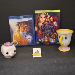Disney Beauty and the Beast Blu-ray and DVD with Chip and Mrs. Potts + Belle Pin